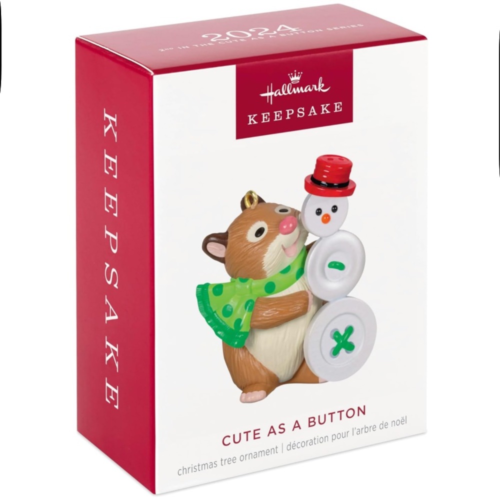 Hallmark Ornament Cute as a button Christmas Hallmark Keepsake, Hamster. New